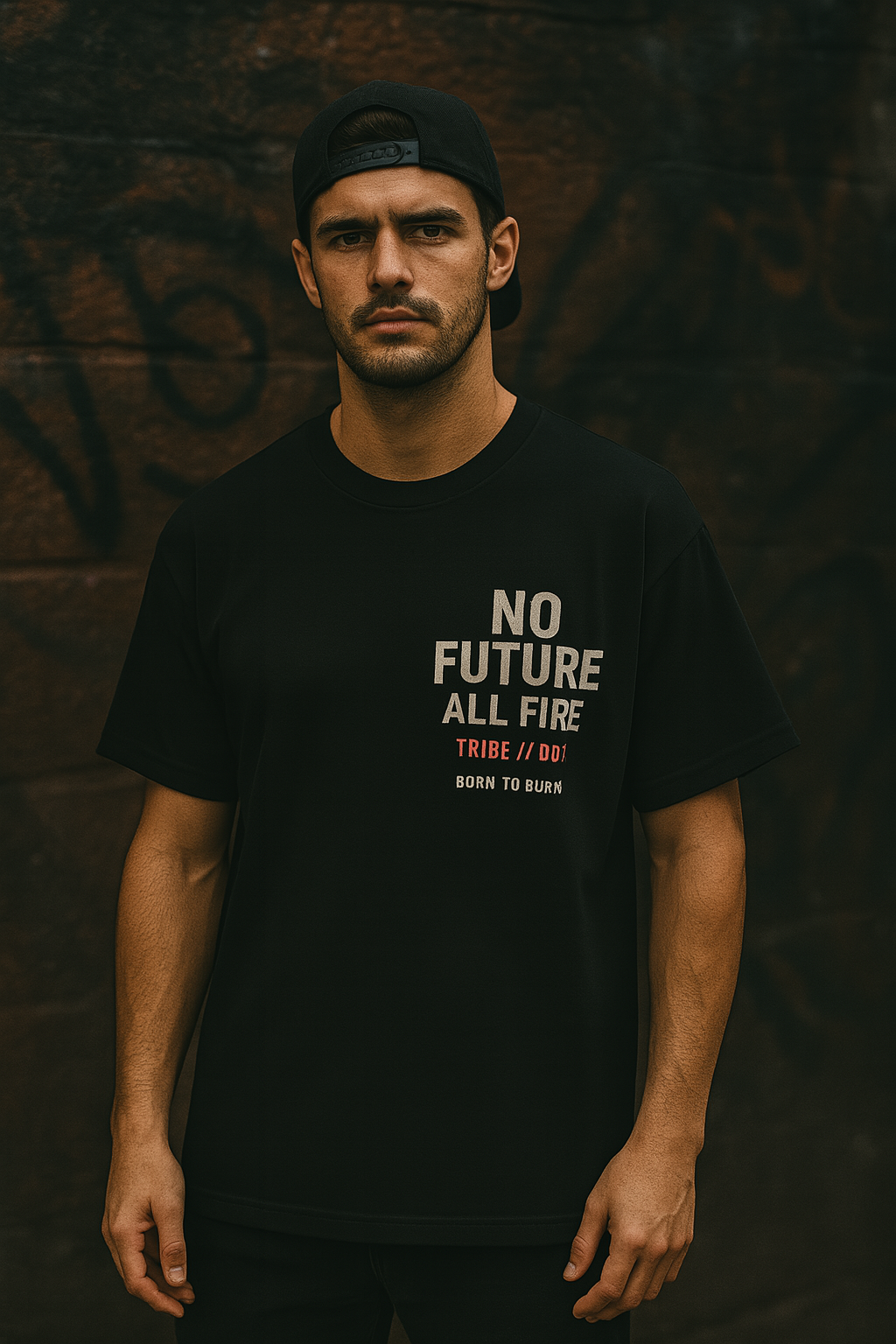 CAMISETA "WE DON'T FIT IN. WE BURN." – DROP 001 - No Future, All FIre