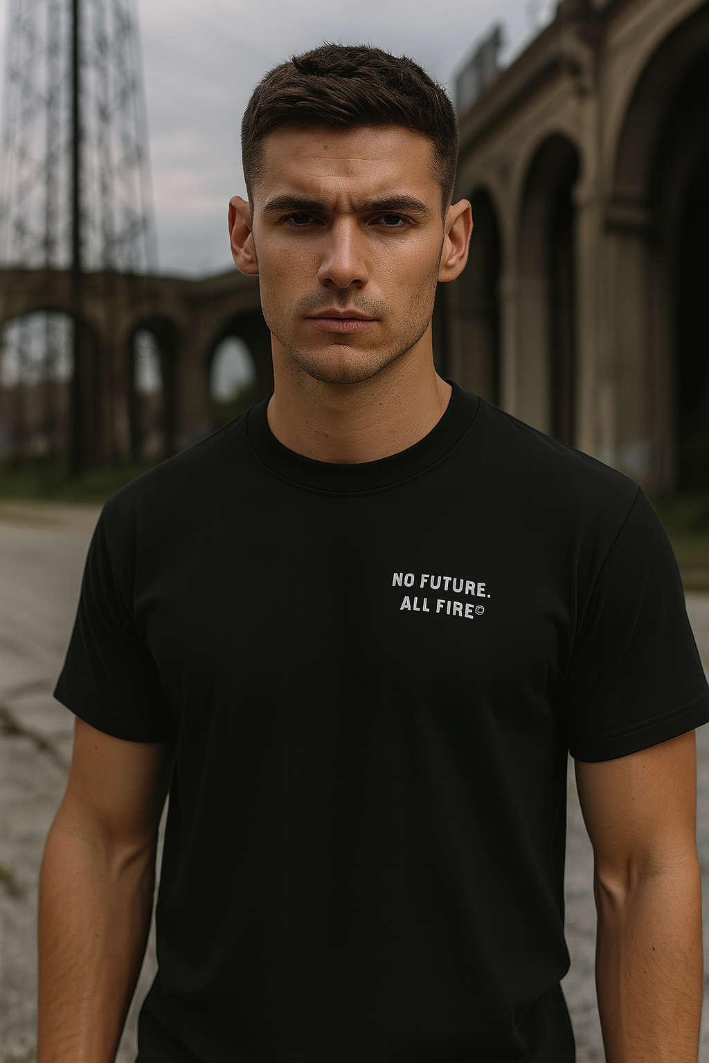Camiseta Bordada Minimal "NO FUTURE, ALL FIRE®" — Essential Edition - No Future, All FIre